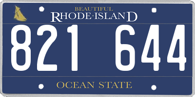 RI license plate 821644
