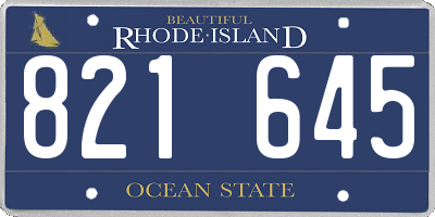 RI license plate 821645