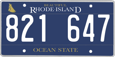 RI license plate 821647