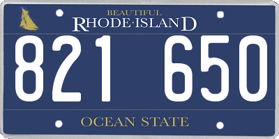 RI license plate 821650
