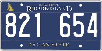 RI license plate 821654