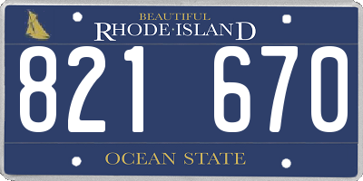 RI license plate 821670