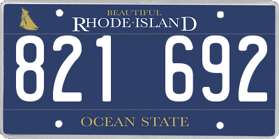 RI license plate 821692