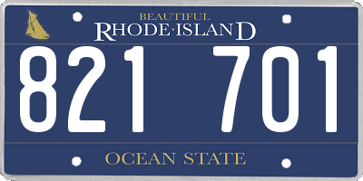 RI license plate 821701
