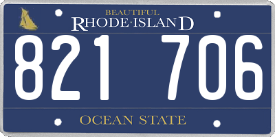 RI license plate 821706
