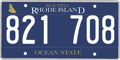 RI license plate 821708