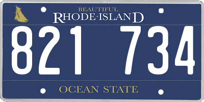 RI license plate 821734