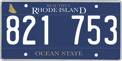 RI license plate 821753