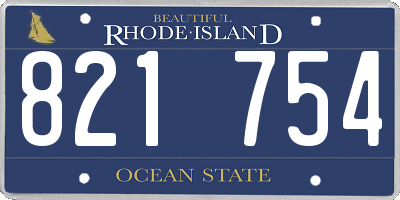 RI license plate 821754