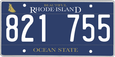RI license plate 821755