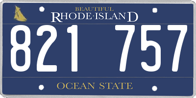 RI license plate 821757