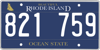 RI license plate 821759