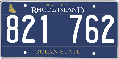 RI license plate 821762