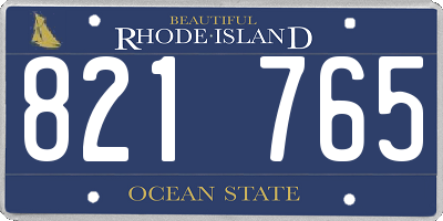 RI license plate 821765