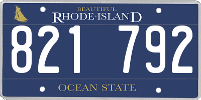 RI license plate 821792