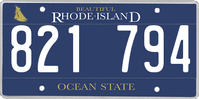 RI license plate 821794