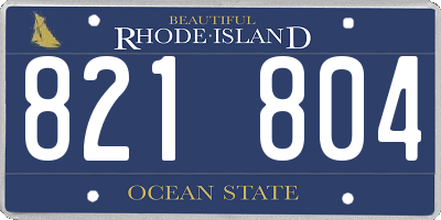RI license plate 821804