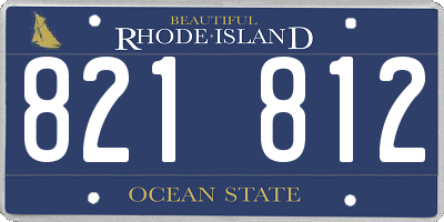 RI license plate 821812