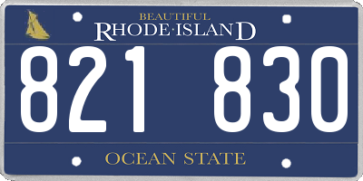 RI license plate 821830