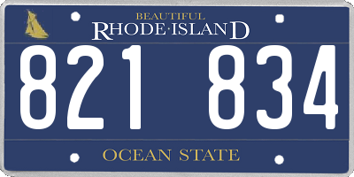 RI license plate 821834