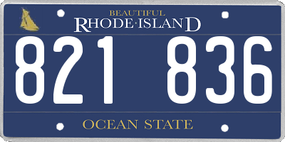 RI license plate 821836