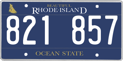 RI license plate 821857