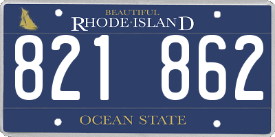 RI license plate 821862