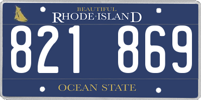 RI license plate 821869