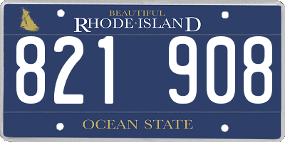 RI license plate 821908