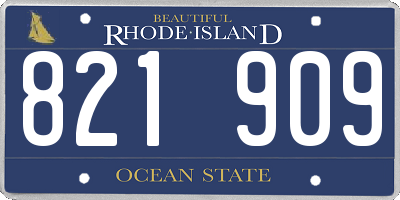 RI license plate 821909