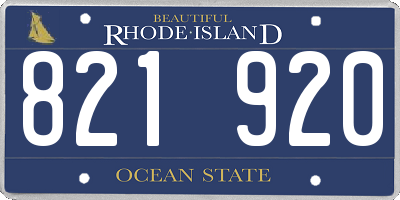 RI license plate 821920