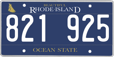 RI license plate 821925