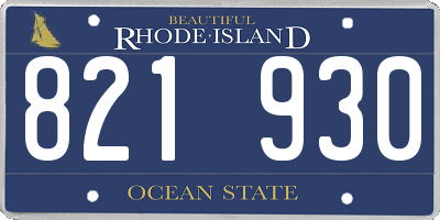 RI license plate 821930