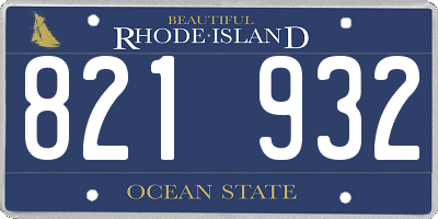 RI license plate 821932
