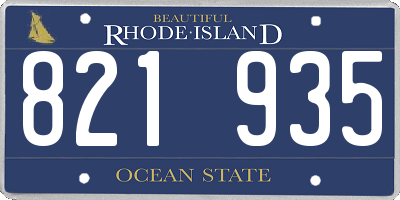 RI license plate 821935