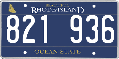 RI license plate 821936