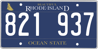 RI license plate 821937