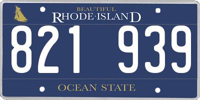 RI license plate 821939