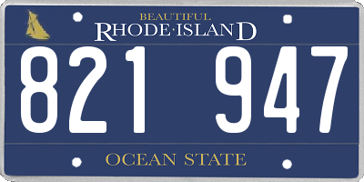 RI license plate 821947