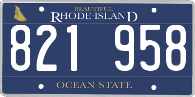 RI license plate 821958