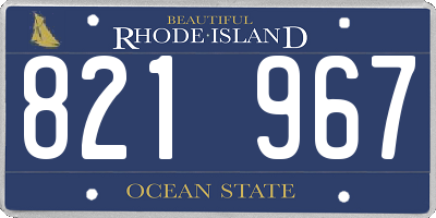 RI license plate 821967