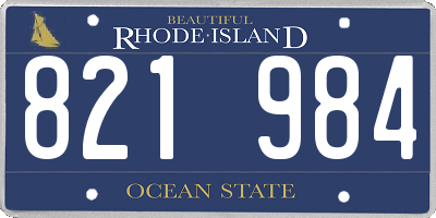 RI license plate 821984