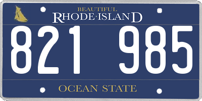 RI license plate 821985