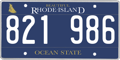 RI license plate 821986