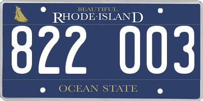 RI license plate 822003