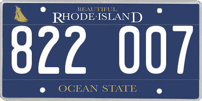 RI license plate 822007