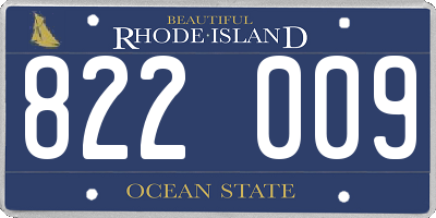 RI license plate 822009