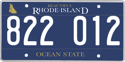 RI license plate 822012