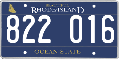RI license plate 822016