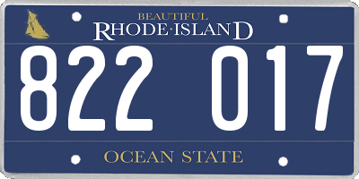 RI license plate 822017